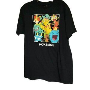Pokemon Graphic Short Sleeve Unisex Tee Sz Large Black Multicolor logo Cotton